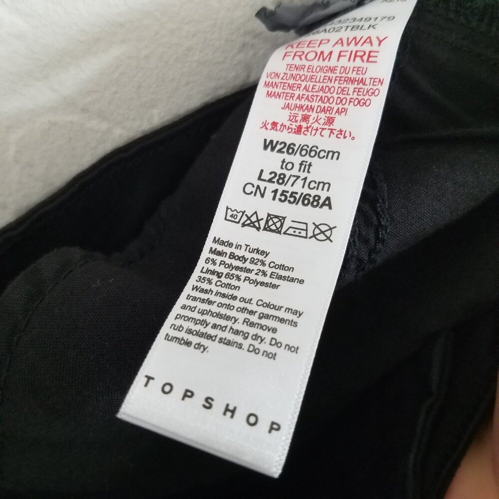 Topshop Petite JAMIE Distressed Stretch Jeans Black Size 26 Petite - Picture 7 of 7